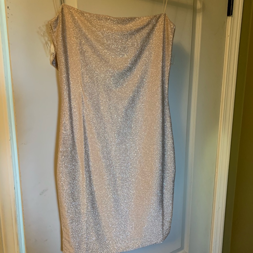 Meshki Gold Shimmer Mini Dress